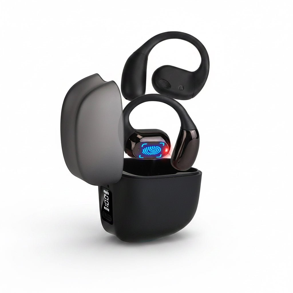 1 Set Wireless V5.4 Open Ear Earbuds With Earhook LED Display Charging Case IPX5 Waterproof 300Hrs Standby Time Touch Control Stereo Sport Headphones For Workout Running - TS Store