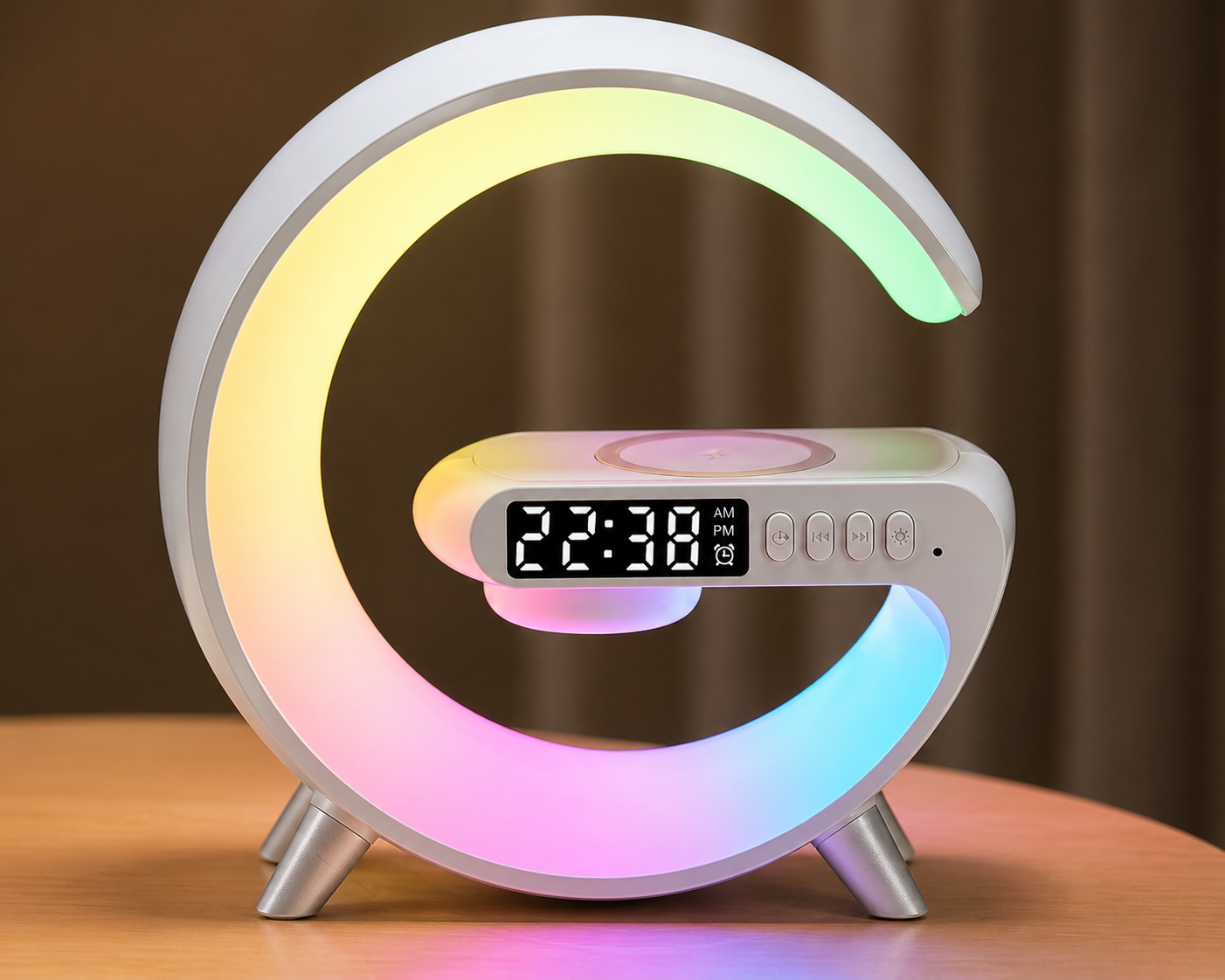 New Intelligent G Shaped LED Lamp Bluetooth Speake Wireless Charger Atmosphere Lamp App Control For Bedroom Home Decor