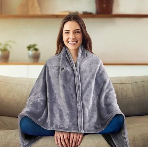 59 Plus 31in USB Heated Blanket Electric Heated Blanket Heated Poncho Shawl Wrap Throw With Zipper Washable For Home Office - TS Store