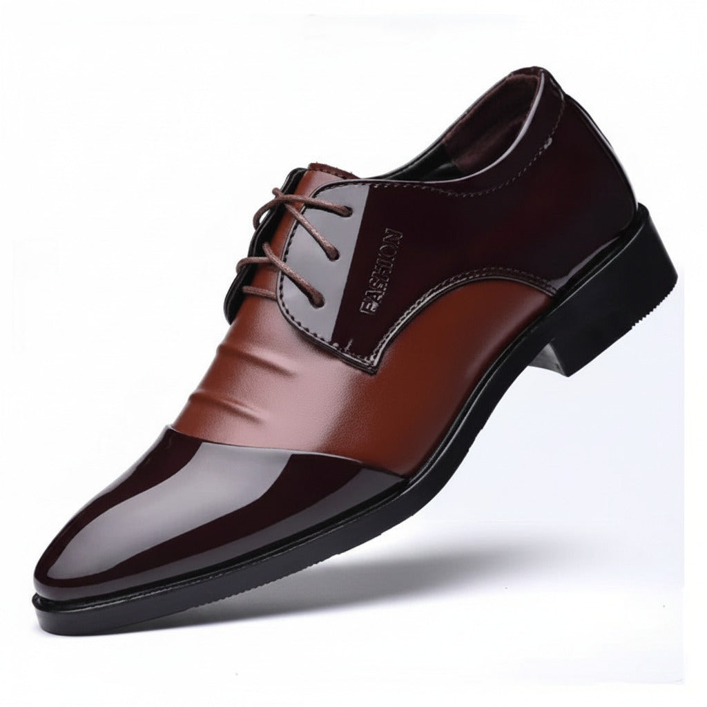 Brown dress shoe on a white background