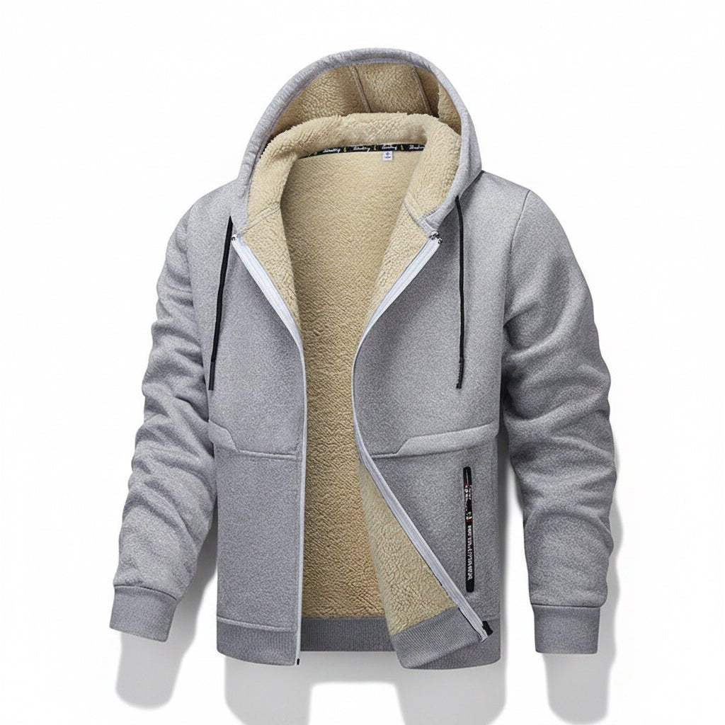 Casual Hoodies For Men Heavyweight Fleece Sweatshirt Winter Thick Sherpa Lined Hooded Zipper Jacket Thick Streetwear Coats - TS Store