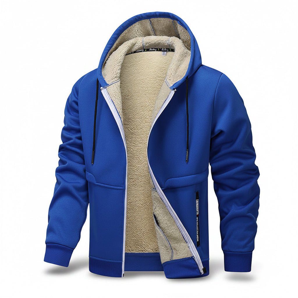 Casual Hoodies For Men Heavyweight Fleece Sweatshirt Winter Thick Sherpa Lined Hooded Zipper Jacket Thick Streetwear Coats - TS Store