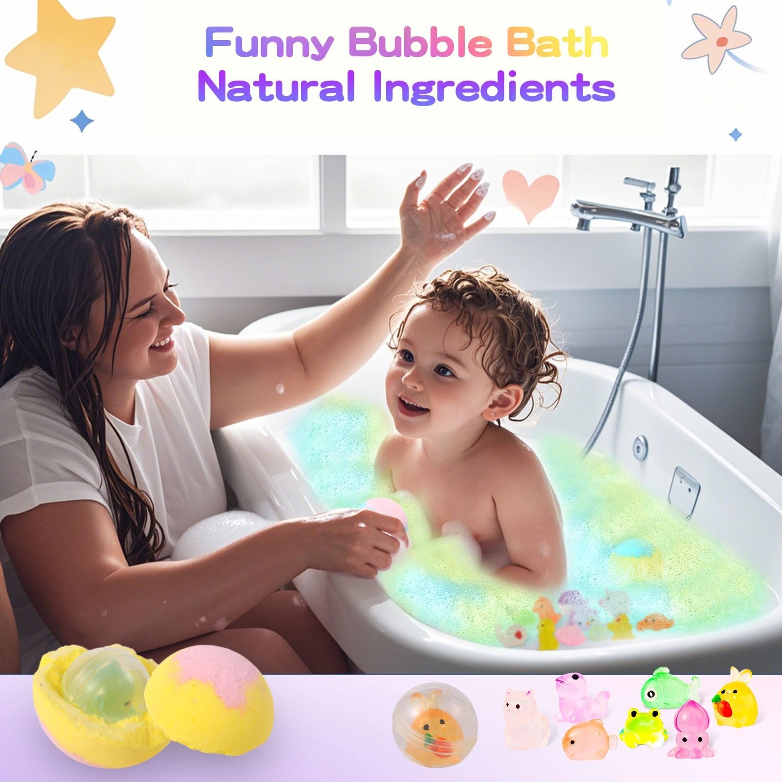Glow-in-the-Dark Doll-Shaped Bath Bombs - Kids Bath Time Fun Set with Fizzing Bubble Foam - TS Store