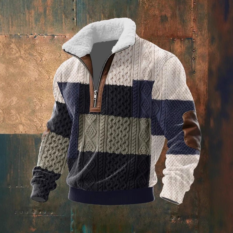 Men's Fitted Top With Printed Pattern And Faux Fur Collar - TS Store
