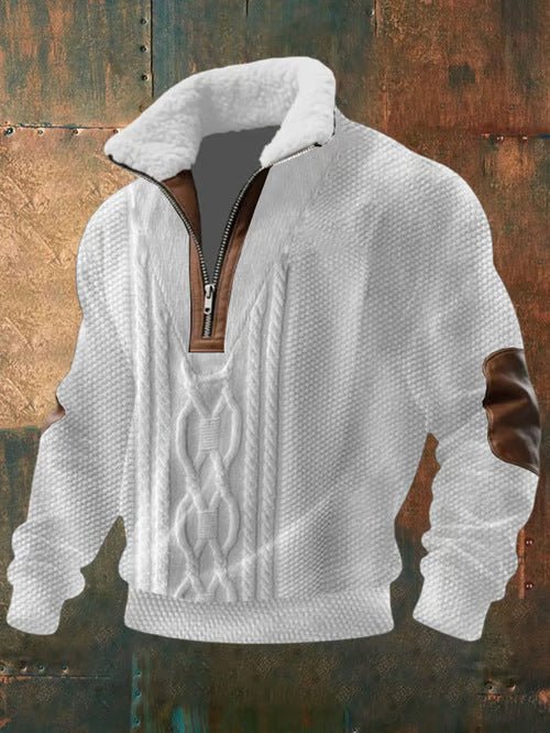 Men's Fitted Top With Printed Pattern And Faux Fur Collar - TS Store