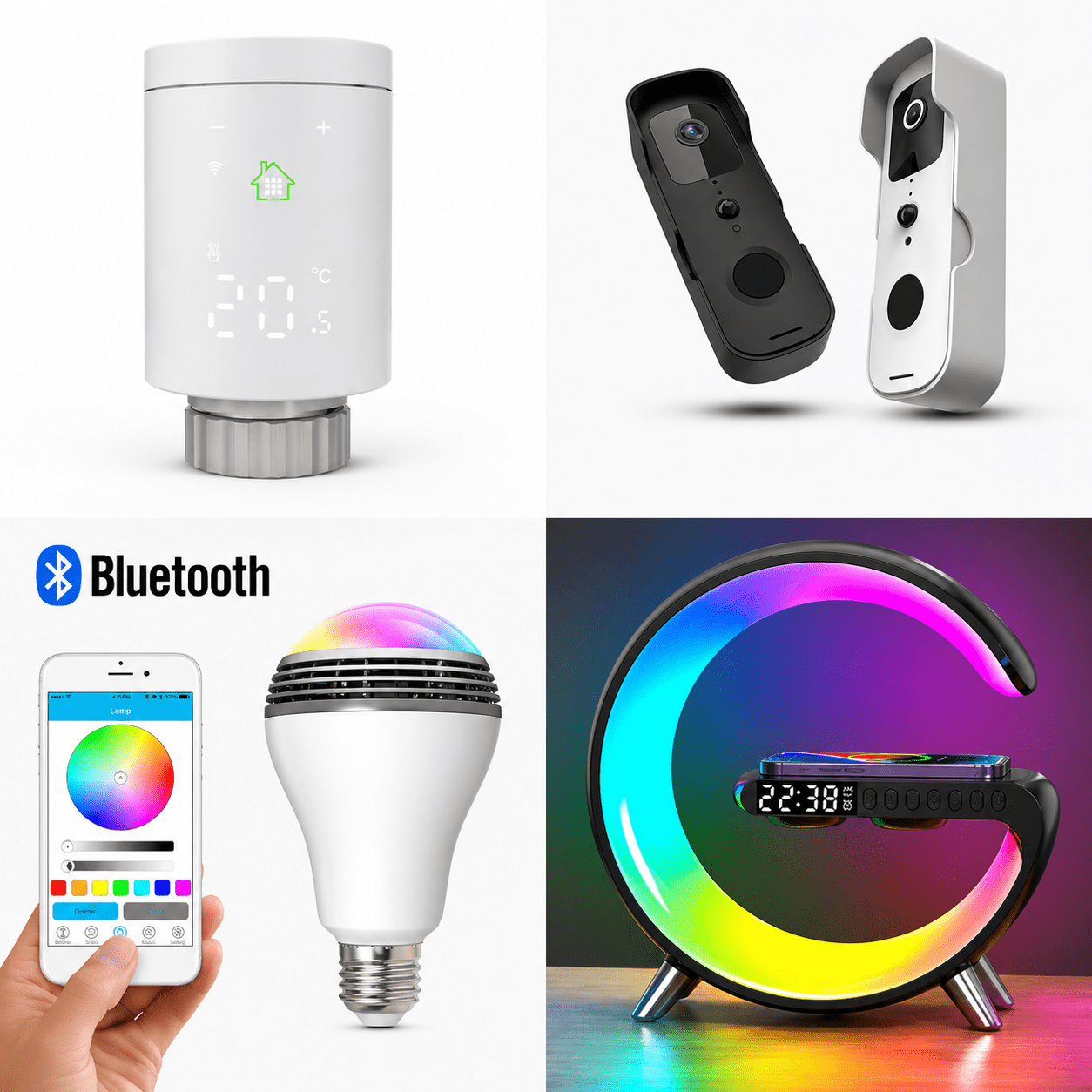 New Intelligent G Shaped LED Lamp Bluetooth Speake Wireless Charger Atmosphere Lamp App Control For Bedroom Home Decor - TS Store