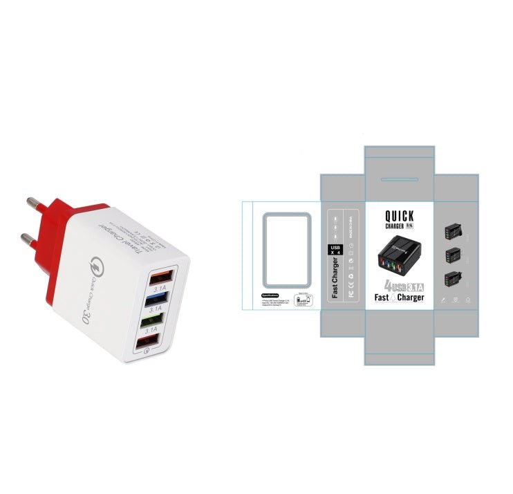 USB Charger Quick Charge 3.0 4 Phone Adapter For Tablet Portable Wall Mobile Charger Fast Charger - TS Store
