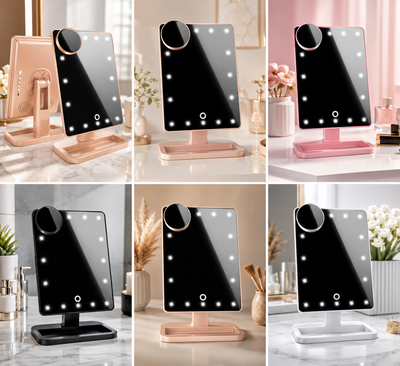 Touch Screen Makeup Mirror With 20 LED Light Bluetooth Music Speaker 10X Magnifying Mirrors Lights