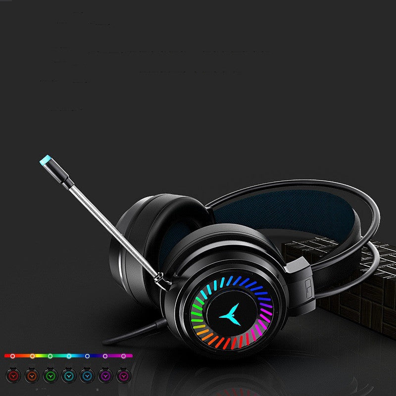 Gaming headset with RGB lighting on a dark background