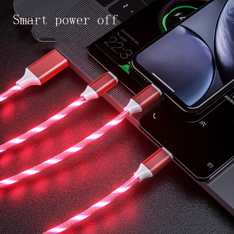 3-in-1 Micro-USB-Typ-C-Kabel, LED-Fließlicht, Typ-C-Ladekabel, Handy-Ladekabel