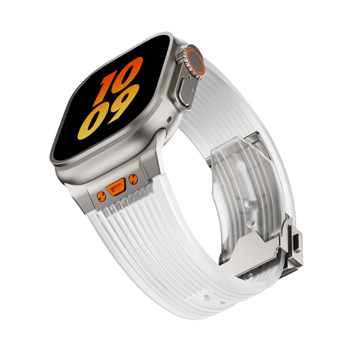 Transparent Liquid Elastic Silicone Metal Folding Buckle Watch Strap