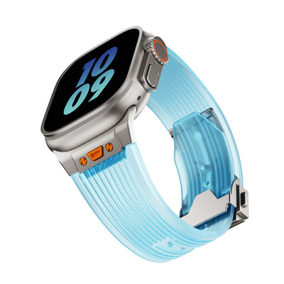 Transparent Liquid Elastic Silicone Metal Folding Buckle Watch Strap