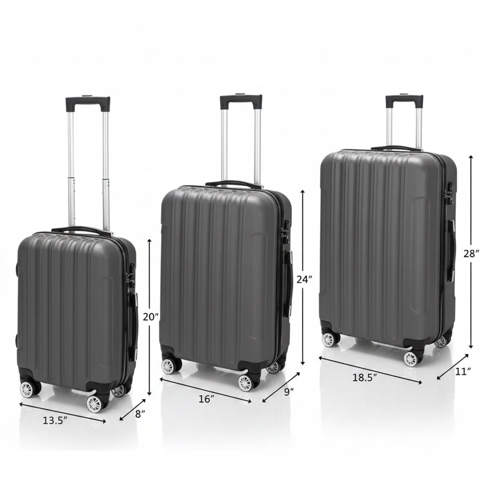 3-in-1 Multifunktionales großes Reisekoffer-Gepäckset Dunkelgrau