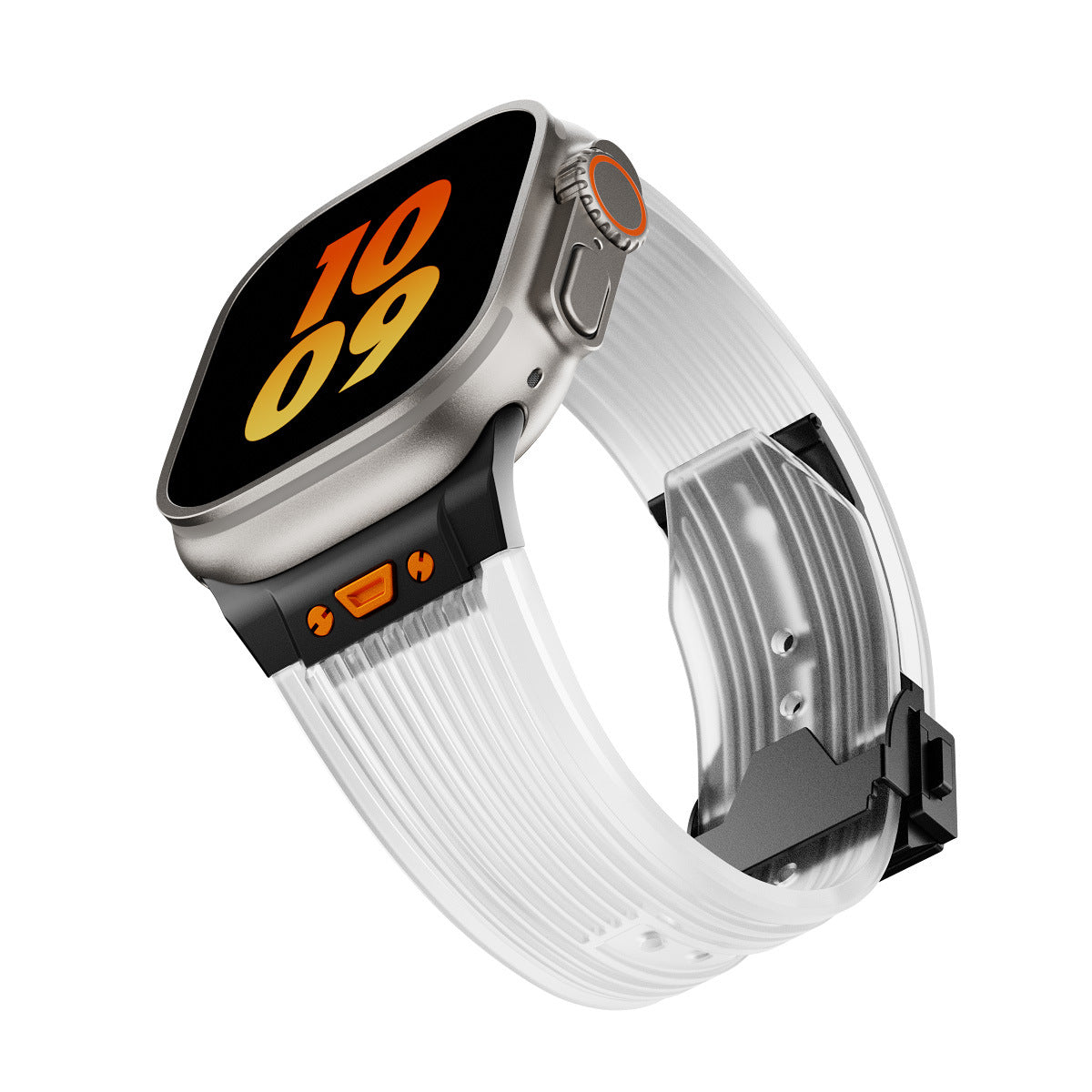 Transparent Liquid Elastic Silicone Metal Folding Buckle Watch Strap