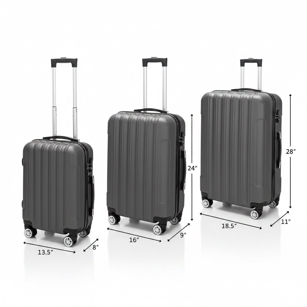 3-in-1 Multifunktionales großes Reisekoffer-Gepäckset Dunkelgrau