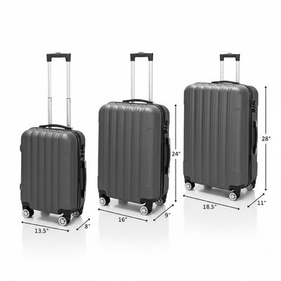 3-in-1 Multifunktionales großes Reisekoffer-Gepäckset Dunkelgrau