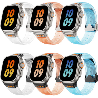 Transparent Liquid Elastic Silicone Metal Folding Buckle Watch Strap