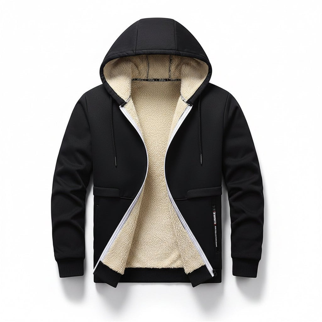 Casual Hoodies For Men Heavyweight Fleece Sweatshirt Winter Thick Sherpa Lined Hooded Zipper Jacket Thick Streetwear Coats - TS Store