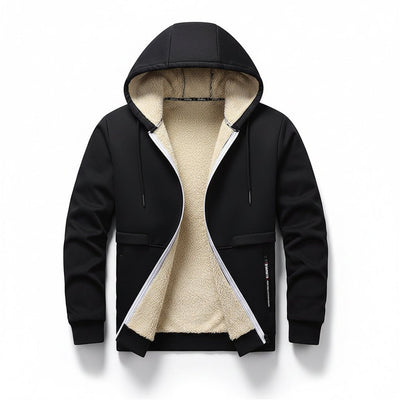 Casual Hoodies For Men Heavyweight Fleece Sweatshirt Winter Thick Sherpa Lined Hooded Zipper Jacket Thick Streetwear Coats - TS Store