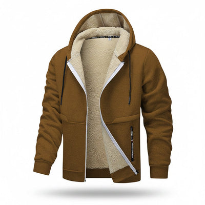 Casual Hoodies For Men Heavyweight Fleece Sweatshirt Winter Thick Sherpa Lined Hooded Zipper Jacket Thick Streetwear Coats - TS Store