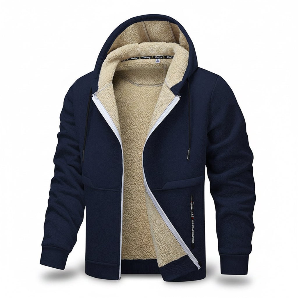 Casual Hoodies For Men Heavyweight Fleece Sweatshirt Winter Thick Sherpa Lined Hooded Zipper Jacket Thick Streetwear Coats - TS Store