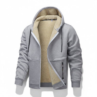 Casual Hoodies For Men Heavyweight Fleece Sweatshirt Winter Thick Sherpa Lined Hooded Zipper Jacket Thick Streetwear Coats - TS Store