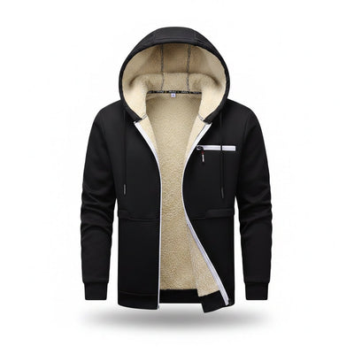 Casual Hoodies For Men Heavyweight Fleece Sweatshirt Winter Thick Sherpa Lined Hooded Zipper Jacket Thick Streetwear Coats - TS Store