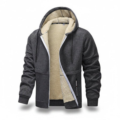 Casual Hoodies For Men Heavyweight Fleece Sweatshirt Winter Thick Sherpa Lined Hooded Zipper Jacket Thick Streetwear Coats - TS Store