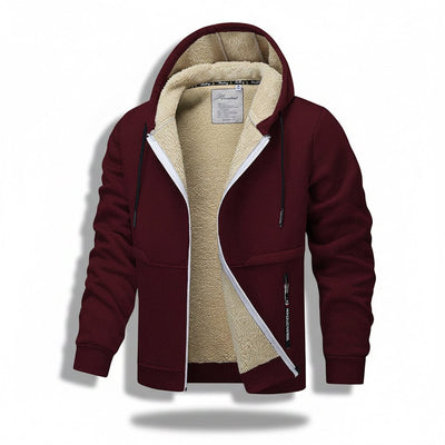 Casual Hoodies For Men Heavyweight Fleece Sweatshirt Winter Thick Sherpa Lined Hooded Zipper Jacket Thick Streetwear Coats - TS Store