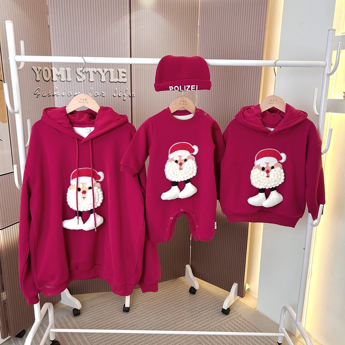Christmas Parent - child Outfits Fleece - lined Hooded Romper And Hoodie - TS Store