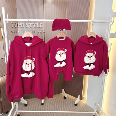 Christmas Parent - child Outfits Fleece - lined Hooded Romper And Hoodie - TS Store