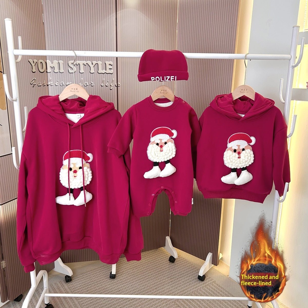 Christmas Parent - child Outfits Fleece - lined Hooded Romper And Hoodie - TS Store