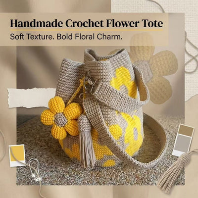 Hand-Crocheted Flower Tote Bag For Women - TS Store