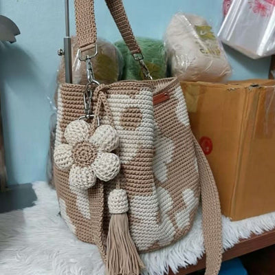 Hand-Crocheted Flower Tote Bag For Women - TS Store