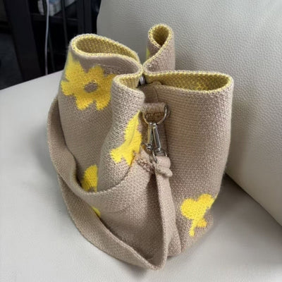 Hand-Crocheted Flower Tote Bag For Women - TS Store