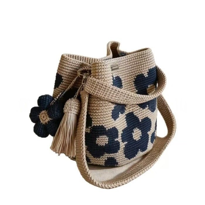 Hand-Crocheted Flower Tote Bag For Women - TS Store