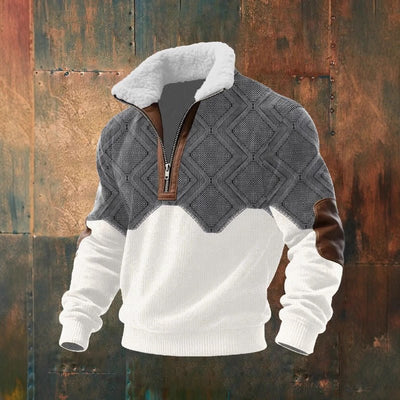 Men's Fitted Top With Printed Pattern And Faux Fur Collar - TS Store