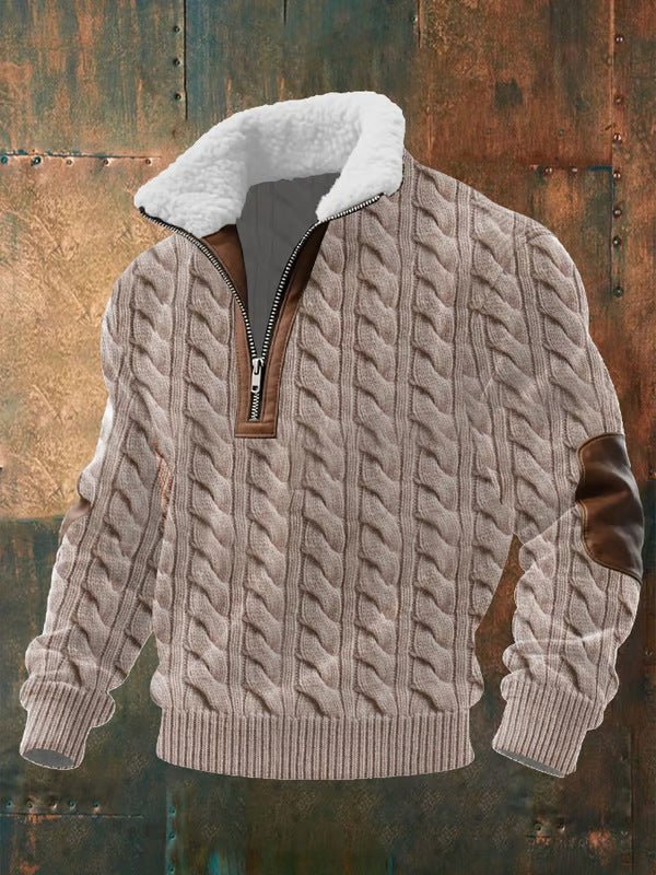 Men's Fitted Top With Printed Pattern And Faux Fur Collar - TS Store