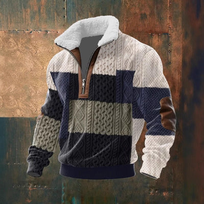 Men's Fitted Top With Printed Pattern And Faux Fur Collar - TS Store