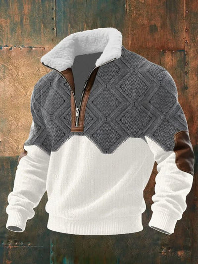 Men's Fitted Top With Printed Pattern And Faux Fur Collar - TS Store