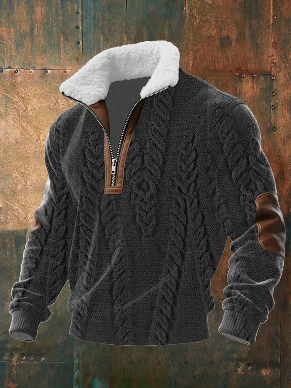 Men's Fitted Top With Printed Pattern And Faux Fur Collar - TS Store