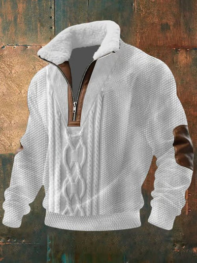 Men's Fitted Top With Printed Pattern And Faux Fur Collar - TS Store