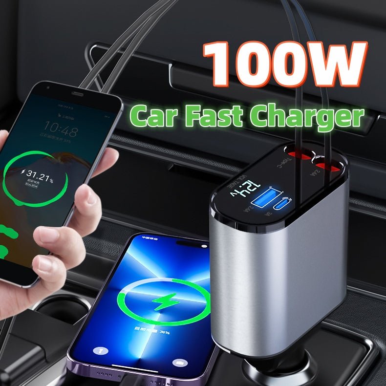 Metal Car Charger 100W Super Fast Charging - TS Store