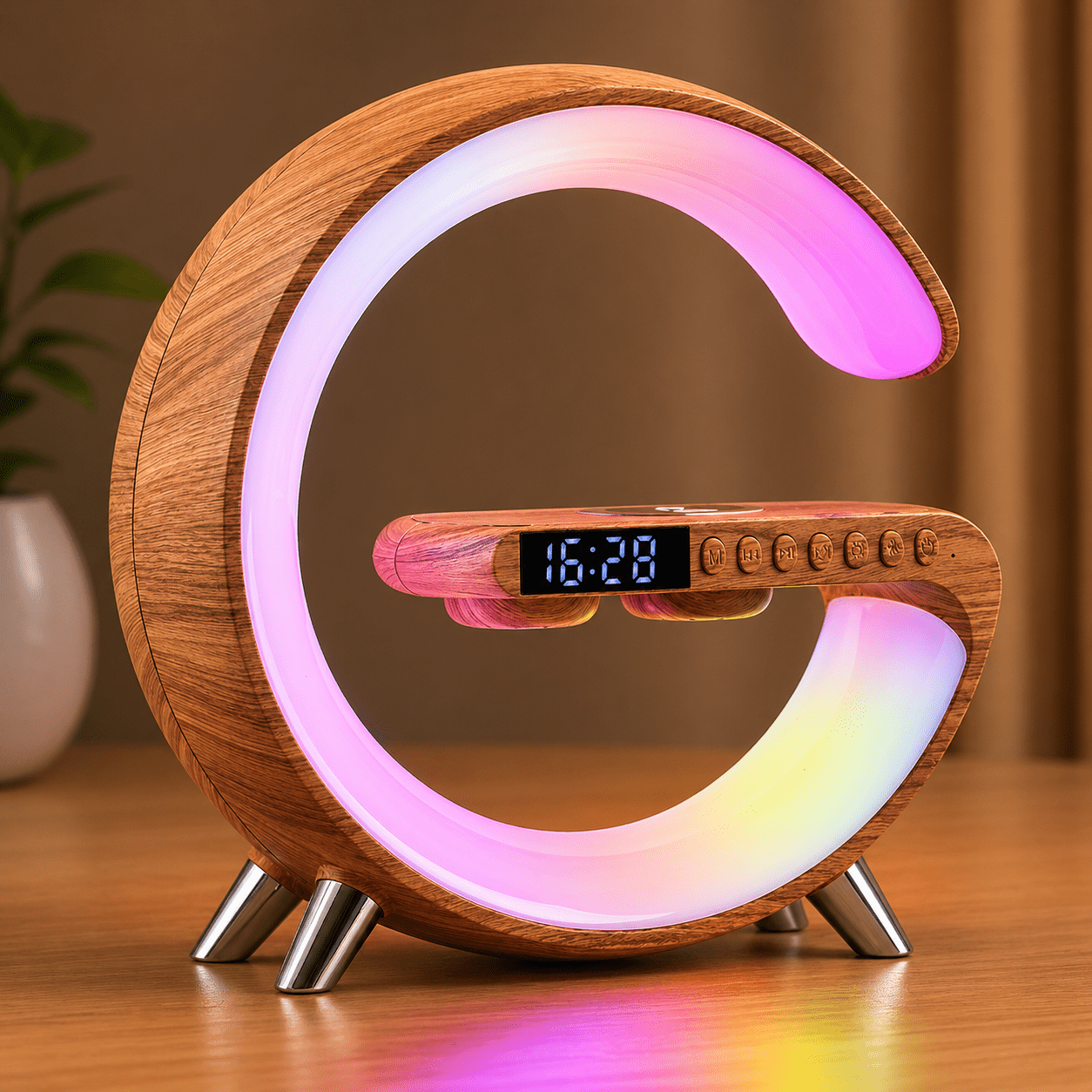 New Intelligent G Shaped LED Lamp Bluetooth Speake Wireless Charger Atmosphere Lamp App Control For Bedroom Home Decor - TS Store