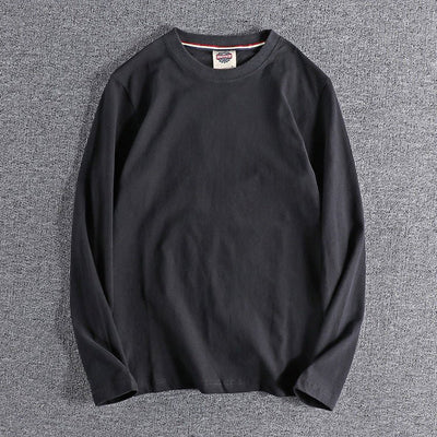 Solid - color Washed Pullover Base Shirt - TS Store