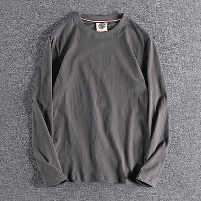 Solid - color Washed Pullover Base Shirt - TS Store