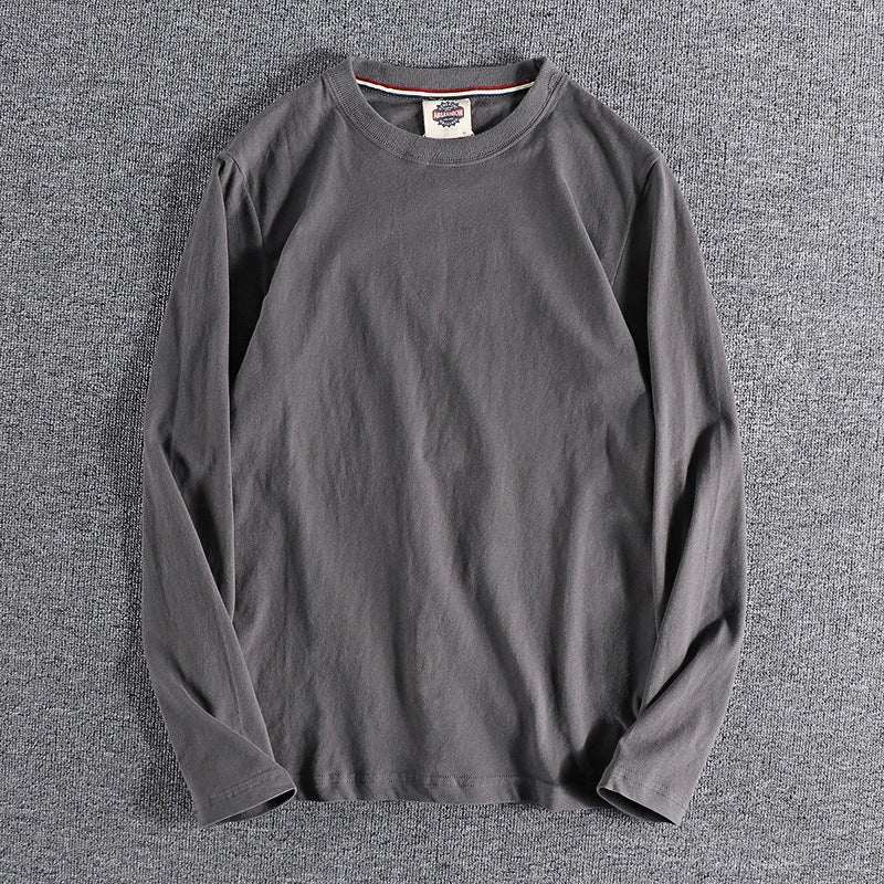 Solid - color Washed Pullover Base Shirt - TS Store
