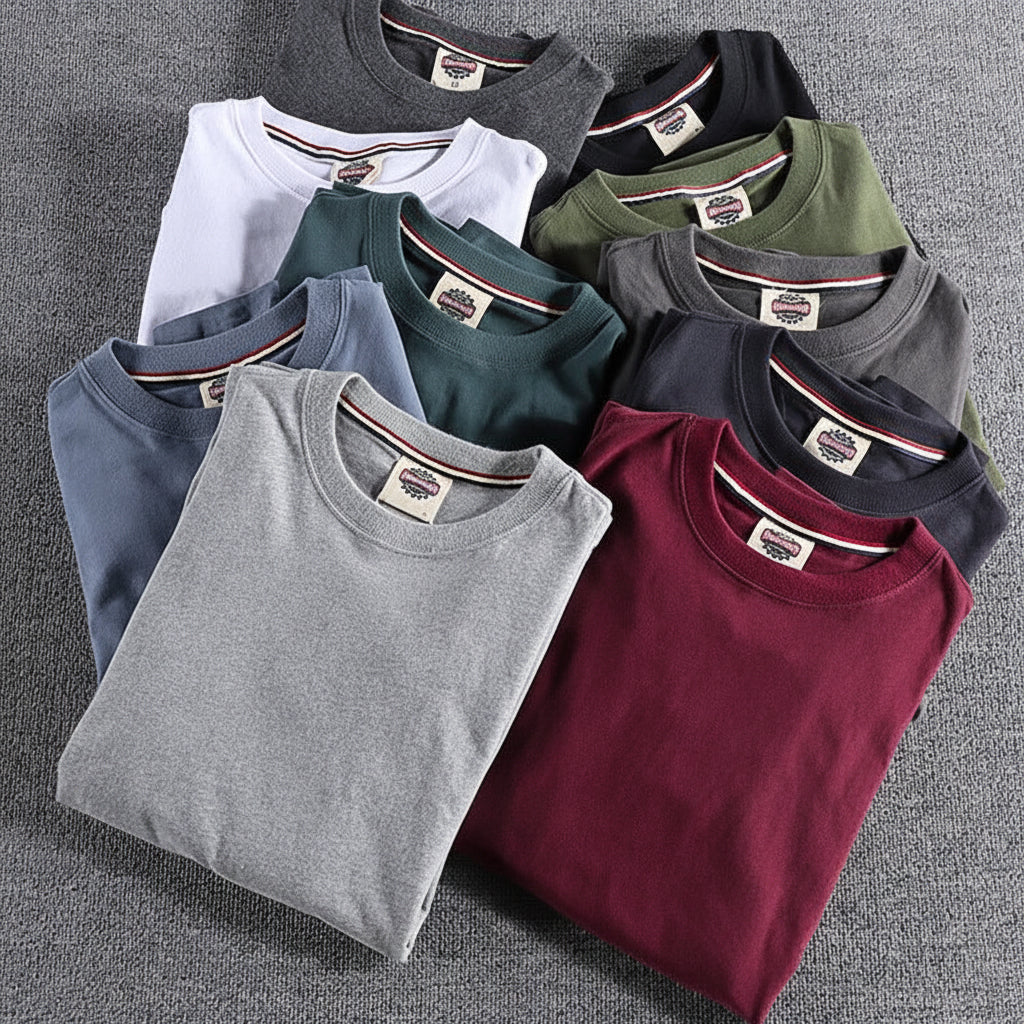 Solid - color Washed Pullover Base Shirt - TS Store