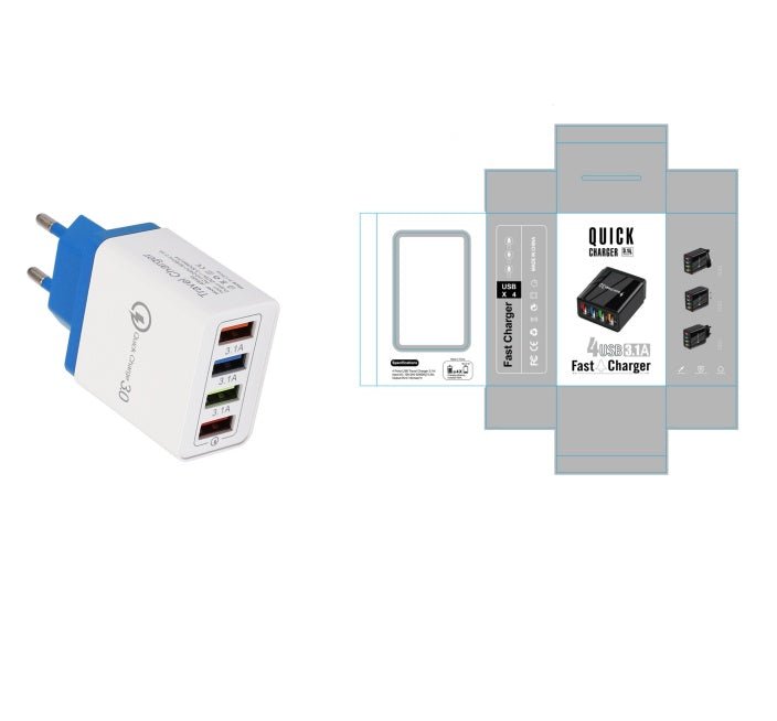 USB Charger Quick Charge 3.0 4 Phone Adapter For Tablet Portable Wall Mobile Charger Fast Charger - TS Store