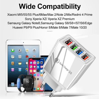 USB Charger Quick Charge 3.0 4 Phone Adapter For Tablet Portable Wall Mobile Charger Fast Charger - TS Store